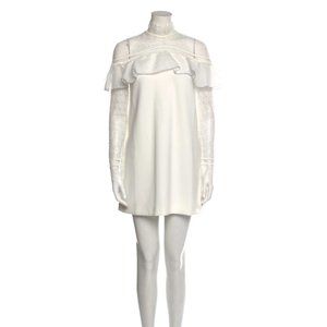 SELF-PORTRAIT Mock Neck Mini Dress - White - US size 0